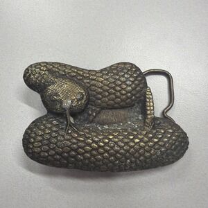 1976 BERGAMOT BRASS WORKS VIPER SNAKE BELT BUCKLE USA ARROYO GRANDE Hippie Chic!
